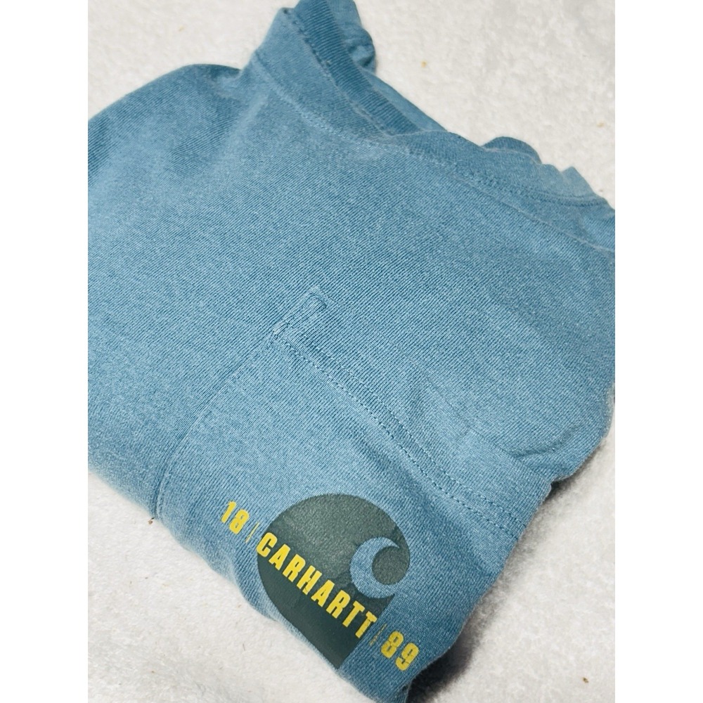 Carhartt Teal Long Sleeve Relaxed Fit T Shirt Tee Men's Size XL